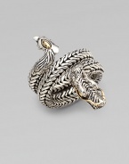 From the Naga Collection. This stylized design features a dragon coil in sleek sterling silver accented with 18k gold detailing. Sterling silver18k goldDiameter, about ½Imported 