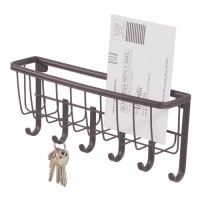 InterDesign York Lyra Wall Mount Mail and Key Rack, Bronze