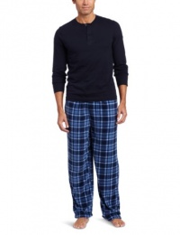 Intimo Men's Knit Henley Printed Micro Fleece Pajama Pant