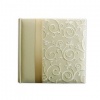 Pioneer Embroidered Scroll Ribbon Trimmed Fabric Cover Photo Album, Ivory on Ivory