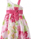 Jayne Copeland Girls 2-6X Off Shoulder Floral Print Dress, Pink, 6x