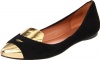 Sigerson Morrison Women's Hadley Flat,Nero-Gold,5.5 M US