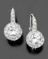 The perfect choice for elegant evening wear. Sparkling cubic zirconia (1-1/2 ct. t.w.) leverback earrings framed with stunning crystal accents. Rhodium plated. Drop measures 1/2 inch.