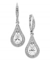 Beautiful and brilliant, this pair of teardrop earrings from Eliot Danori glistens with crystal and cubic zirconias (2 ct. t.w.). Crafted from rhodium-plated brass. Approximate drop: 3/4 inches.