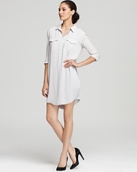 Access effortless elegance with this James Perse dress that flaunts a casual henley-style front in a flowy shirtdress silhouette--belt it for cinched-in chic.