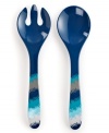 Make a splash with summer-perfect Ikat salad servers by Jonathan Adler. Casual melamine striped with ocean blues makes it easy to take breakfast, lunch and dinner outside.