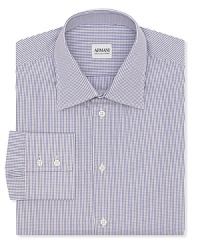 Armani Collezioni Purple and Pink Mini-Check Dress Shirt - Contemporary Fit