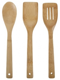 Core Bamboo 2973 3-Piece Colored Utensil Set, Natural