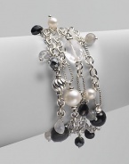 From the Bijoux Collection. A beautifully crafted, sterling silver piece with a multi-row design accented in semi-precious stones.Freshwater pearls, onyx and hematiteSterling silverLobster clasp closureLength, about 8Imported 