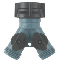 Gilmour 17 Twin Shut-Off Valves Hose Connector, Teal/Black