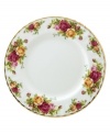 This popular bone china pattern surrounds blooming sprays of colorful English roses with hand-applied bands of 22K gold. Safe for use in the dishwasher, oven and freezer. Manufacturer's two-year warranty.