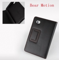 Bear motion Samsung Galaxy Tab P1000 Black Leather Folio Cover - 100% Top Grain Leather