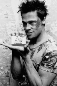 (24x36) Fight Club Movie (Brad Pitt Holding Soap) Poster Print