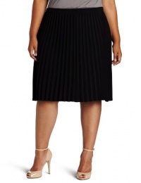 DKNYC Women's Plus-Size Pull On Pleated Skirt, Black, 1X