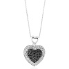 Sterling Silver Black and White Diamond Heart Pedant w/18 Box Chain