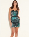 GUESS Charissa Strapless Dress, AMULET GREEN MULTI (6)