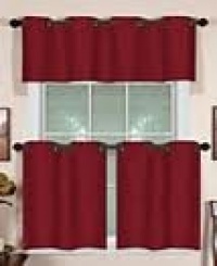 Elrene Window Treatments, Essex Grommet Kitchen Tiers, Two Red 30 X 24 Tiers