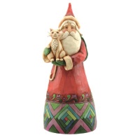 Enesco Jim Shore Heartwood Creek Classic Santa with Cat Figurine, 9-Inch