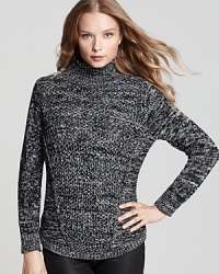 Channel ski chalet-chic in this warm 525 America sweater with classic cables and intriguing graduated ombré details.