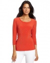 Vince Camuto Women's Allover Emellished Dolman Top, Deep Orange, X-Large