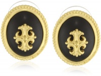 T Tahari Jet Resin Button Earrings