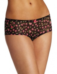 Betsey Johnson Women's Stretch Mesh Cheekini Panty, Watch It Buddy Raven Black, Medium