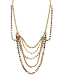 Ornate elegance. Fossil's multi-chain necklace is crafted from gold-tone mixed metal with sparkling black accents to add a lustrous touch perfect for any formal affair. Approximate length: 24 inches + 2-inch extender.