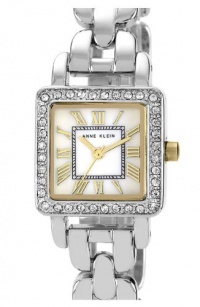 Anne Klein Women's Swarovski Crystal Bezel Square Bracelet Silver Tone Watch 10-9883MPTT