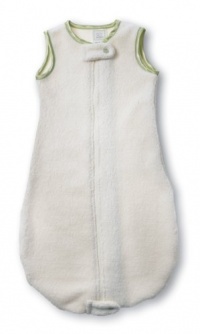 Swaddledesigns Organic Zzzipme Sack Eco Fleece with Color Trim, Natural/Kiwi, 6-12 Months