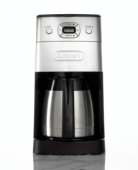 Fresh coffee is just a touch away. By grinding whole beans or using just-ground coffee, this 10-cup unit creates an aromatic result that rivals your favorite cafe. Fully programmable up to 24 hours in advance with a double-wall insulated thermal carafe to ensure peak taste. Three-year limited warranty. Model DGB-650BC.