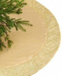 Holiday Lane Gold Scroll Christmas Tree Skirt ~ 52 Inch Diameter