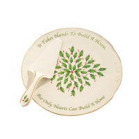 Lenox Holiday Sentiment Cake Plate With Server