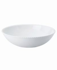 Dine with Wickford dinnerware and tie in timeless sophistication with every meal. This versatile white porcelain soup/cereal bowl has a contemporary shape embossed with a twisting rope design.