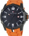 Tommy Hilfiger Men's 1790793 Sport Black Ion-Plating and Orange Watch