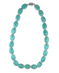 Natural wonder. The glowing effect of turquoise gems (13 mm x 17 mm) create a timeless and brilliantly colored necklace, all set in shining sterling silver. Approximate length: 18 inches.