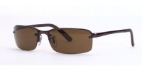 RAY BAN RB 3217 RB3217 014/83 BROWN METAL BROWN POLARIZED LENS RIMLESS SUNGLASSES SHADES