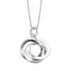 Sterling Silver Laugh Often Love Much Live Well Three Circle Pendant Necklace , 18