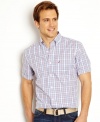 Look crisp without any effort with this plaid wrinkle resistant shirt from Nautica.