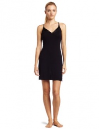 Calvin Klein Womens Essentials With Satin Sleep V-neck Convertible Sleep Chemise, Black, Small