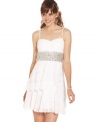 Soft tiers are accented by jeweled applique on this sweet and fluttery dress from B Darlin.