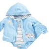 First Impressions Baby Boy Blue Infant Velour Set 3-piece Set (3-6 Months)