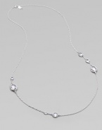 Brilliant, faceted clear quartz stones in various shapes and sizes on a beautiful sterling silver link chain. Clear quartzSterling silverLength, about 33Lobster clasp closureImported 