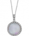 Effy Jewlery Pink Mother of Pearl and Diamond Pendant, .12 TCW