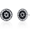 Concentric Circles II: Sterling Silver Rhodium Finish Earrings with Swarovski Jet Black and Clear Crystals