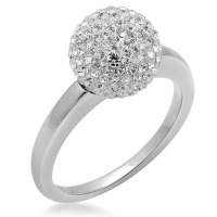 Sterling Silver Swarovski Crystal, Rhodium Plated Ring, Size