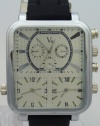 V6 Men Quartz Watch Multi-time Zone Quartz White Dial Chronograph look Black Rubber Band