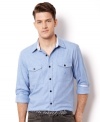 Classic long sleeves get a modern twist with twill. Sport the design with this shirt from Nautica.