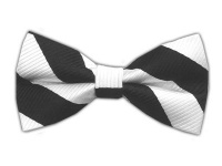 100% Silk Woven Black and White Striped Self-Tie Bow Tie