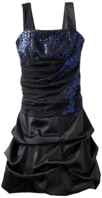 Ruby Rox Kids Girls 7-16 Sequin Pick-Up Dress, Black/Royal, 16