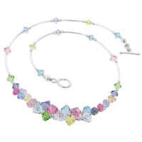 Sterling Silver Multicolor Crystal Necklace Made with Swarovski Elements